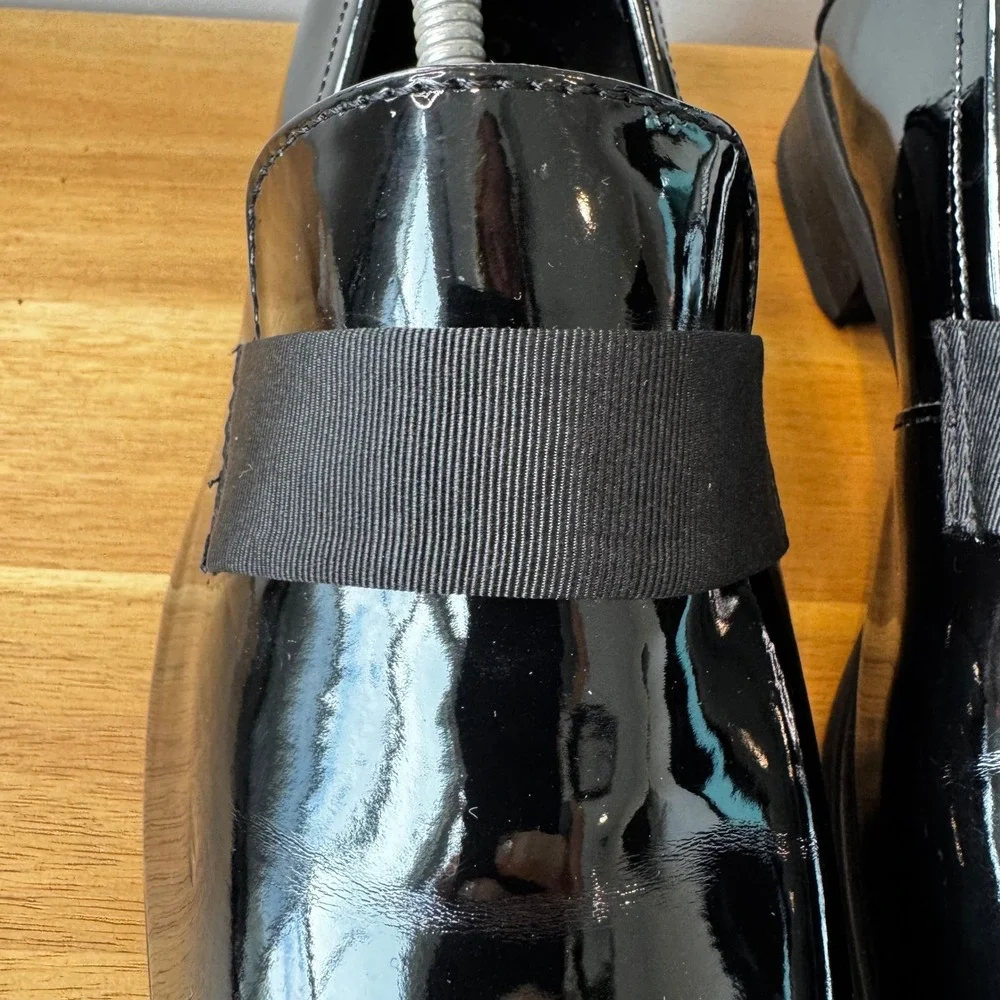 Calvin Klein Bernard Men 10 Black Patent Leather Formal Loafers Shoes 34F1511